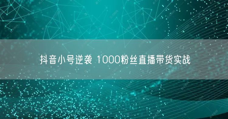 抖音小号逆袭 1000粉丝直播带货实战